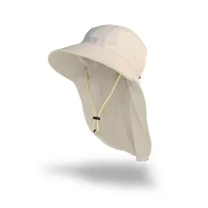 Farmers Defense Sun Hat - Cream - Sun Hat for Men & Women | Adjustable Strap & Neck Flap | Unisex Bucket Hat with UV Protection for Gardening, Fishing, Golfing, Beach, Outdoor Activities | UPF 50+