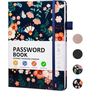 Password Book with Individual Alphabetical Tabs Laminated, Large Print Password Keeper Book for Seniors, A5 Hardcover Internet Password Log Book to Record Website Login Details - Floral