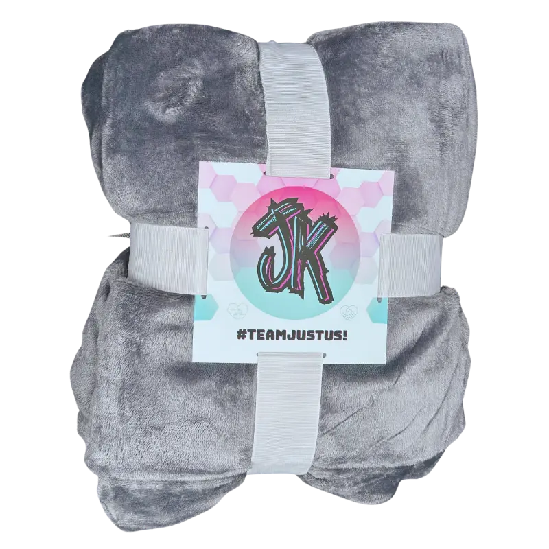 JK TJU Throw Blanket - 42x78 Inches Cozy Luxury Blanket with JK Logo & #TeamJustUs Message for Warmth & Generosity