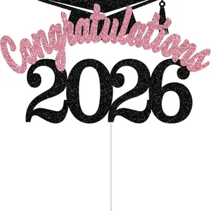 Graduation Cake Decoration Class of 2026, Grad Party Decorations High School College University, Blue Glitter, Ornaments