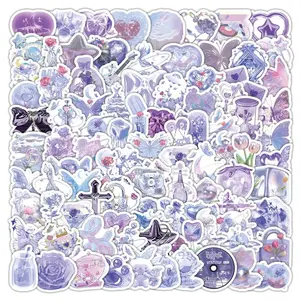 103 Pcs Glittery Shimmery Purple Self Adhesive Stickers - Sparkling Decorative Decals for Notebook & DIY Craft Embellishment Papery Pop Store