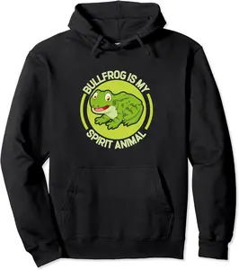 Bullfrog Is My Spirit Animal, Cute Frog Catching Pullover Hoodie - Robertsa Shop 62B0BDBVC594