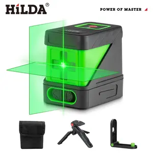 Hilda 2-line high-precision laser level, Self Leveling Laser, Laser Leveler Tool, green light indoor measurement wall tool, hanging painting bookshelf installation, manual or automatic leveling, building decoration DIY