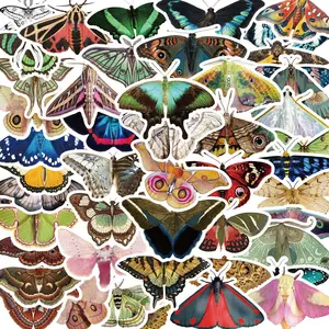 Vintage Butterfly Pattern Sticker, 50pcs Waterproof Self Adhesive Decor Paper, Decor Sticker for Gift Greeting Card Water Bottle Laptop Phone