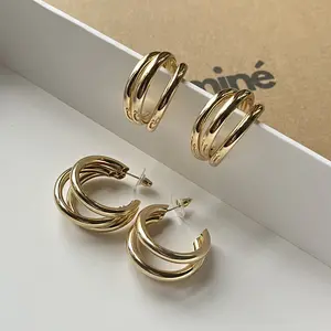 Triple Stack Earrings - Elegant Design with Three Pairs of Earrings for Versatile Wear girl jewelry trendy earring chunky  claddagh