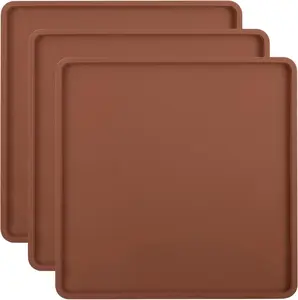 Aulock 3 Pcs Silicone Food Dehydrator Sheets with Edge, Compatible with Cosori/Excalibur/Magic Mill 14" X 14" Trays, Square Non-Stick Tray Liner, High Temperature Resistance Reusable Dryer Mats
