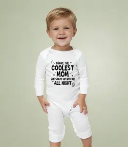 [Lunicora] I Have The Coolest Mom Onesie, Long Legged Baby Onesie, Cotton Infant T Shirt, Funny Long Legged Baby Bodysuit, Sarcastic Novelty Infant Tee