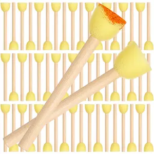 100 Pcs Round Sponges Foam Brush Set,0.6 Inch Paint Sponge Brushes with Wooden Handle,DIY Painting Tools Stippling Kits for Arts and Crafts Acrylic,Christmas Party Gifts,Hand Tools Kits