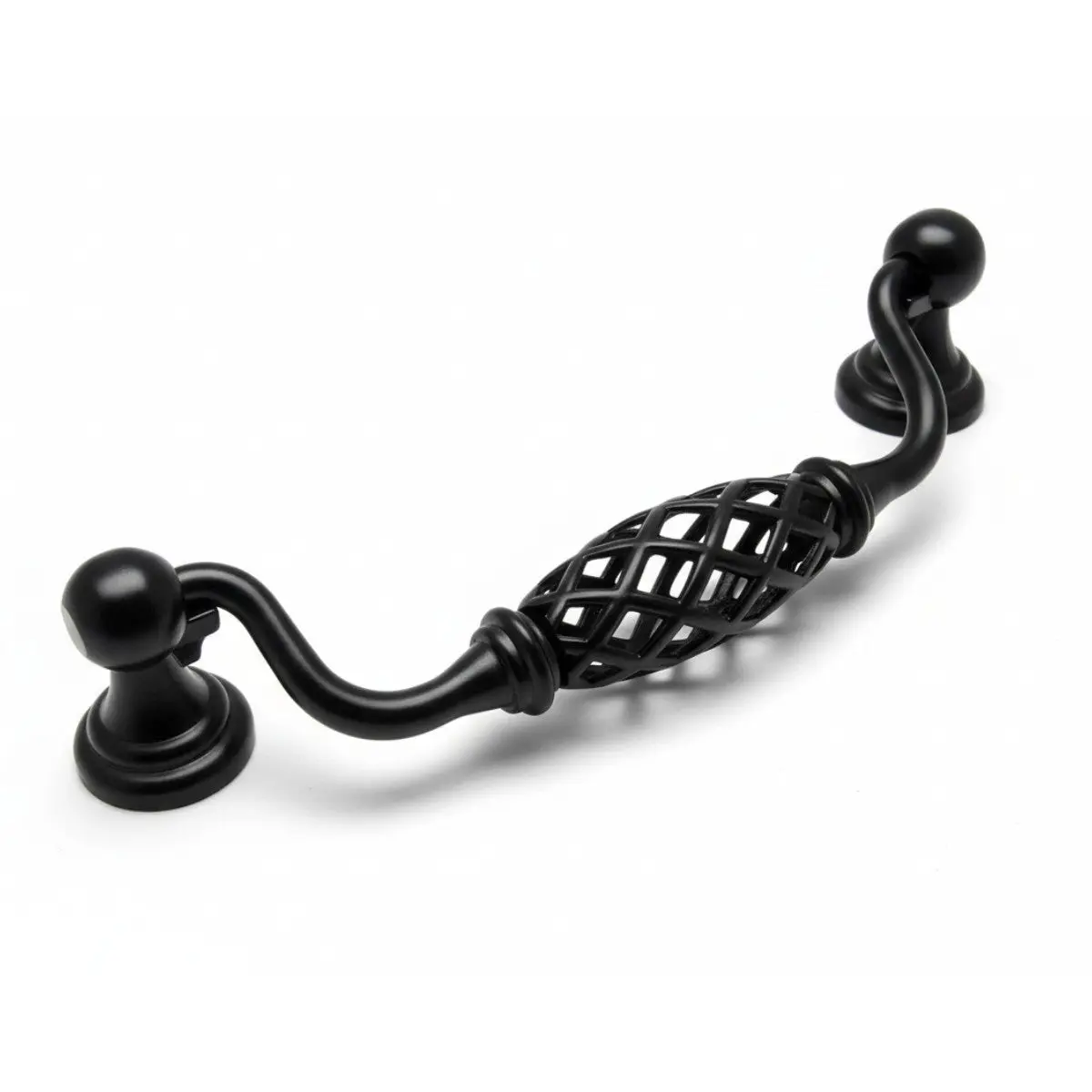 Cosmas 1749-128FB Flat Black Birdcage Cabinet Pull