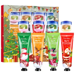 Christmas Nourishing Gift Set 8 pcs 4 Lip Masks & 4 Hand Creams for Dry Lips and Hands Deep Hydration Moisture Locking