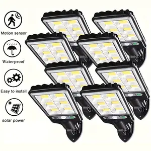 8 Sets Solar Powered LED Street Lights, IP65 Waterproof Motion Sensor Outdoor Light with Remote Control, 3 Lighting Modes Security Flood Light for Pathway, Garage, Backyard, Front Yard Home Outdoor Use