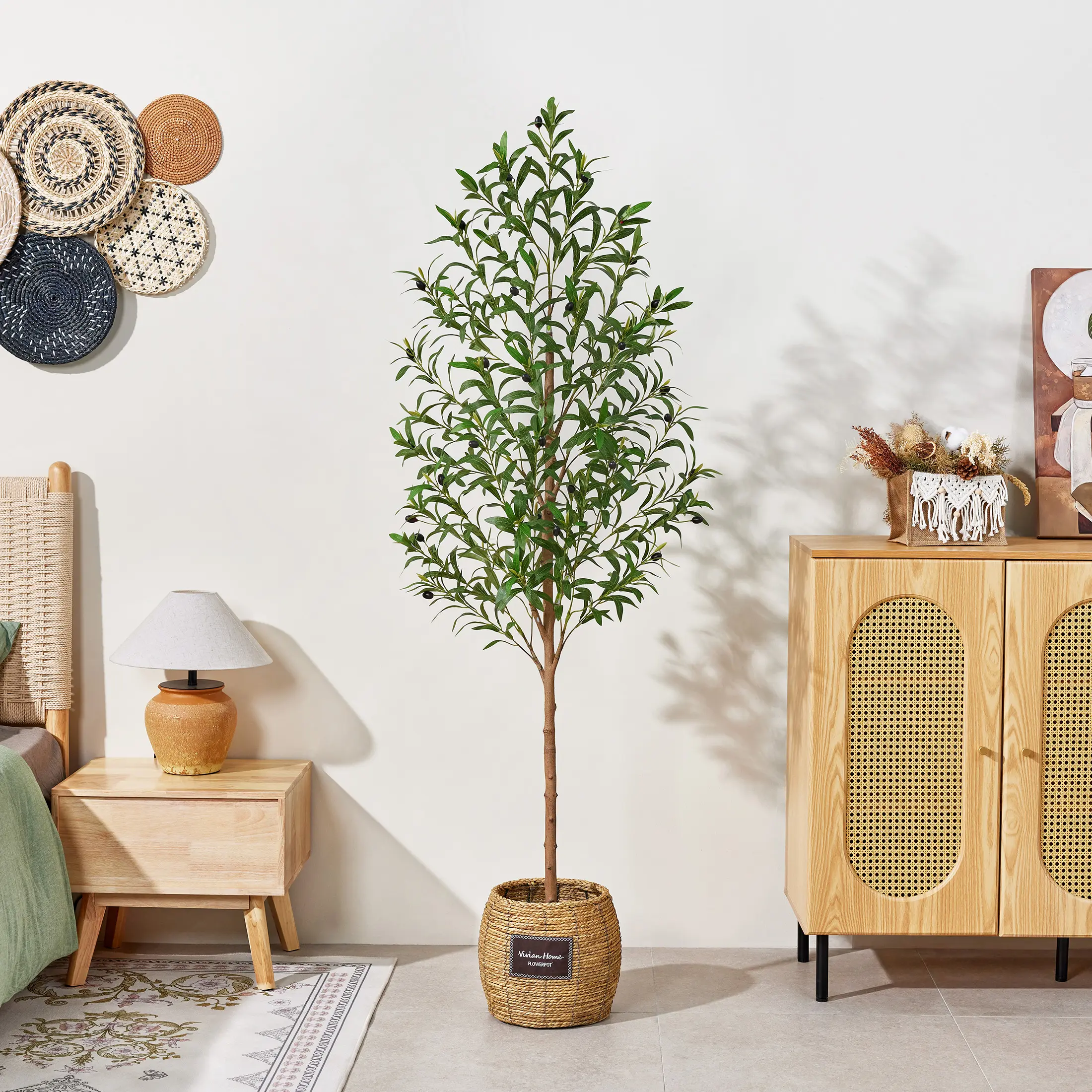DR.Planzen 6FT Artificial Olive Tree, Lifelike Faux Floor Plant with Fruits, Adjustable Branches, Black Pot, Indoor Home Office Decor