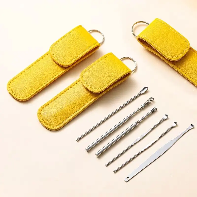 6PCS Ear Cleaning Tool Set with Storage Case, Reusable Ear Pick Kit for Daily Personal Care, Home & Travel Use