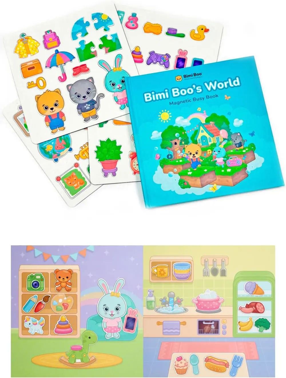 Bimi Boo Magnetic Busy Book for Toddlers - Pretend Play Kids Activity, Montessori Interactive Storytelling Magnet Playset for Preschoolers