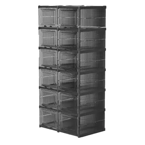 Stackable Plastic Shoe Boxes With Magnetic Doors, Expandable Organizer, Space-Saving Storage For Sneakers & Boots