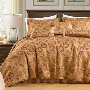 CHEZMOI COLLECTION Adelle 7-Piece Paisley Jacquard Embroidered Comforter Set - Soft Floral Motif Bedding Easy Care Machine Washable