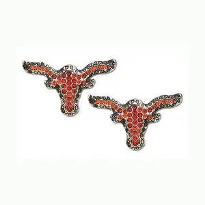2 Per Pair- Longhorn Silver Frame Hyacinth Crystal Rhinestones Interchangeable Flip Flop Jewelry Clips