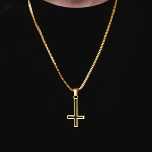 U7 Upside Down Cross Necklace for Men Women Inverted Cross Gothic Necklace