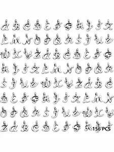 Letter Pendant Set, 156 Pieces A-Z Alphabet Pendants, DIY Jewelry Making Kit, Handmade Bracelet & Necklace Projects