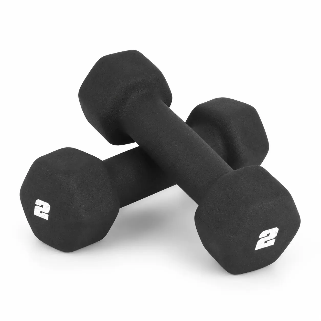 2 lb Neoprene Dumbbell Weight, Black Coated Hand Weight with Hex Ends for Home Exercise and Workout Equipment
