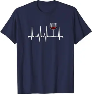 Wine Heartbeat Wine Drinker Lover Tasting Gift Wine Glass T-Shirt