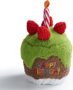 Nocciola Matcha Strawberry Birthday Cake Dog Toy,  Plush Toy with Removable Birthday Song Player,  Interactive Dog Toy, Perfect Birthday Gift for Dogs