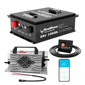 36V 100Ah Golf Cart LiFePO4 Battery with APP & Chager & Monitor, 10KW Continuous Power Lithium Battery with 200A BMS, Up to 10000+ Rechargeable Cycles, Perfect for golf cart