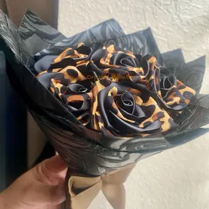 7 Leopard Print Rose Bouquet, Roses Handmade Crafted Roses - Unique Decorative Accessory for Gifts and Personalization