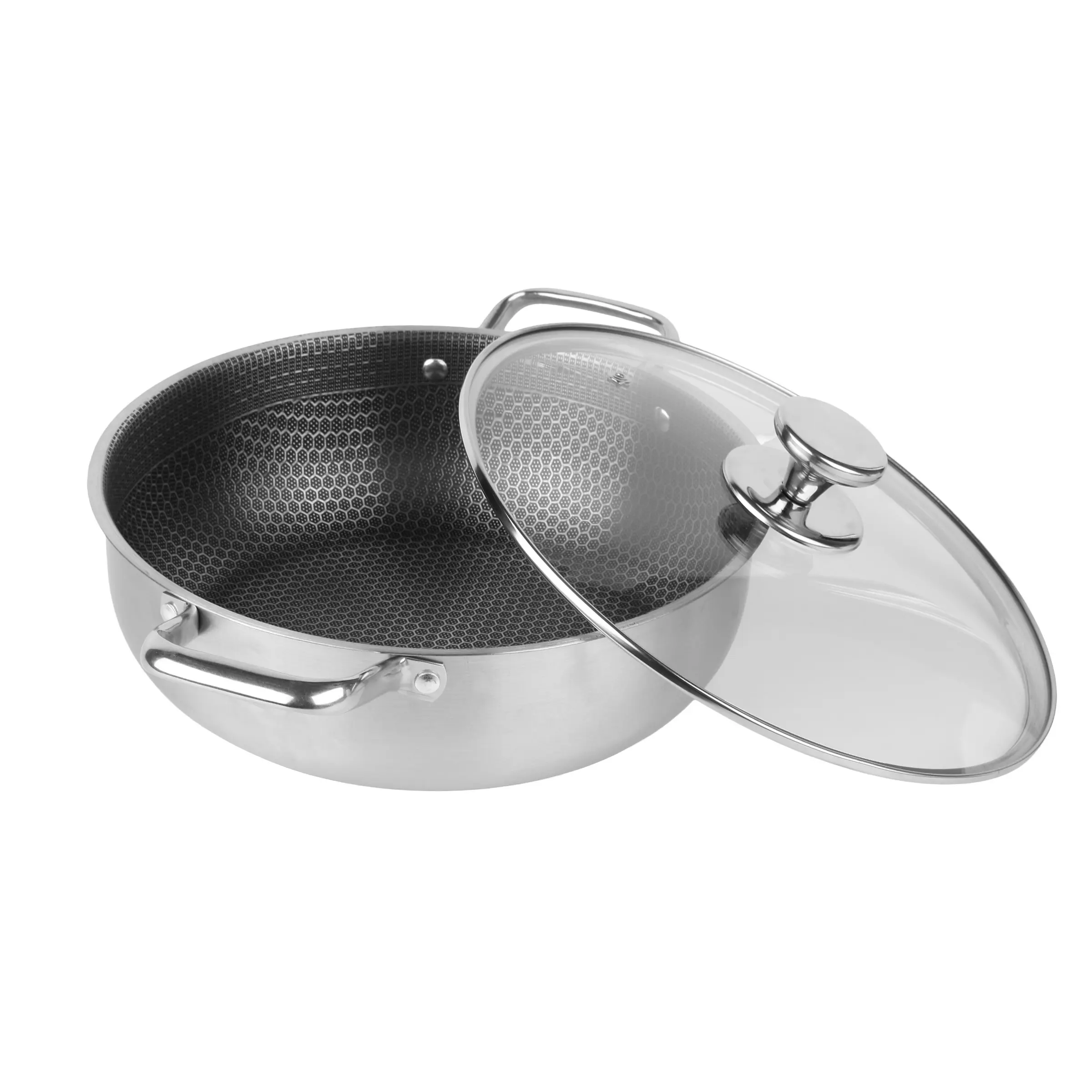 1 Count Stainless Steel Soup Pot, Stockpot, Honeycomb Design Hot Pot, Suitable for Gas & Induction Cooktops, High-Quality Home Kitchen Utensil for Cooking