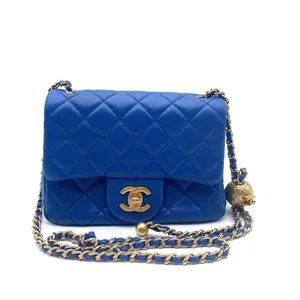 Pre-owned CHANEL leather Shoulder Bags Pearl Crush Square Flap Bag Quilted Lambskin Mini