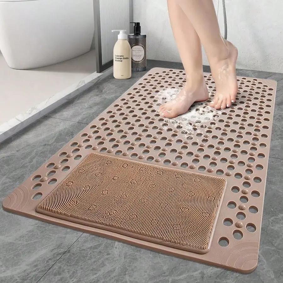 Safe Non-Slip Bathroom Massage Floor Mat - High-Absorbent Bath Mat for Shower Room, Toilet, Home Safety Protection