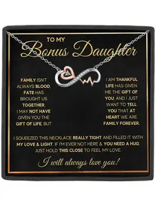 To My Bonus Daughter Heartbeat Necklace Pendant Gift Box Step Daughter Birthday Christmas Gifts Birthday Gift Jewelry