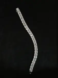 M2-2045 Emerald Cut Iced Out Tennis Bracelet | Baguette CZ Hip Hop Wrist Chain outdoorfun