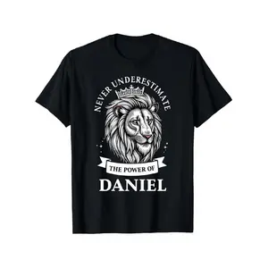 Men's Lion King & Daniel Print T-Shirt - Classic Black Crew Neck Short Sleeve Casual Tee with Iconic Character Graphics, S-XXXL Sizes, Comfortable Casual Attire for Summer, Spring & Year-Round (Daniel Print The Power of Daniel)