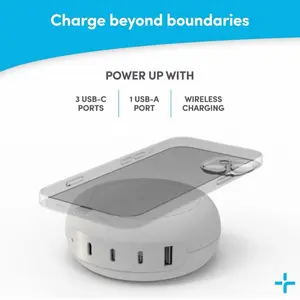 TYLT Hub 100W Multi-Port Power Charging Station, Compact Wireless Fast Charger with 3 USB-C Ports and 1 USB-A Port