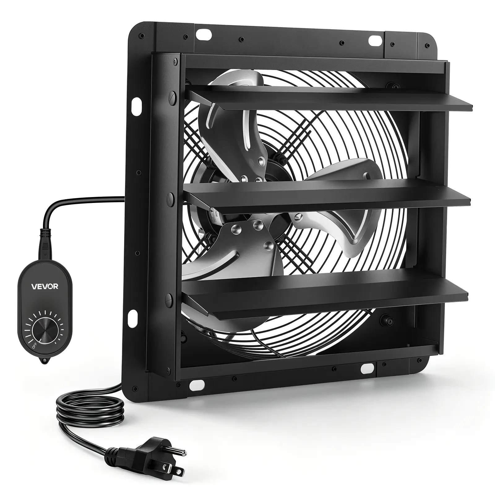 VEVOR 12 in Shutter Exhaust Fan Wall-Mount Automatic Louvers Variable Speed, Sturdy Steel Housing, Low Noise, AC Motor, 1347 CFM Ventilation and Cooling for Attic, Garage, Barn, Greenhouse, Workshop