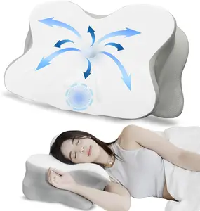 Cooling Memory Foam Soft Neck Pillow,Adjustable Ergonomic Summer Cooling Bed Pillow,Neck Support Contour Pillow for Neck Pain Relief，Father's Day Gift