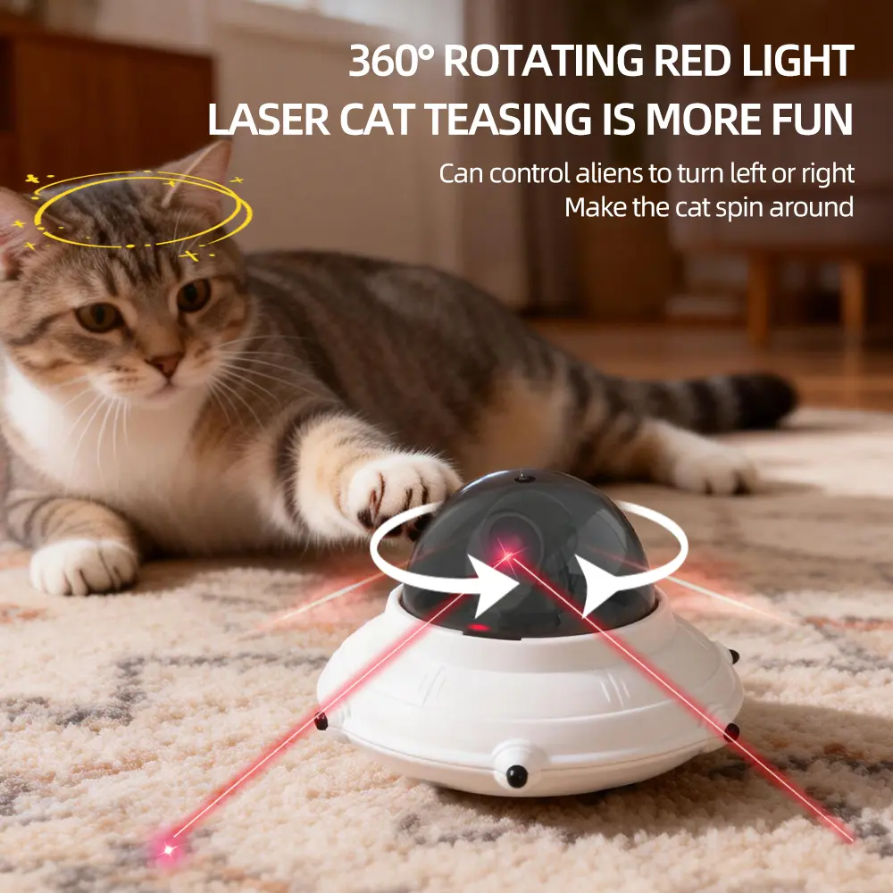 Cat Laser Toy, APP Remote Control & Automatic Sensor Interactive Toy for Cats, 360° Projection with 3 Laser Modes, USB Rechargeable, Fun Chasing Toy for Indoor Cats & Kittens
