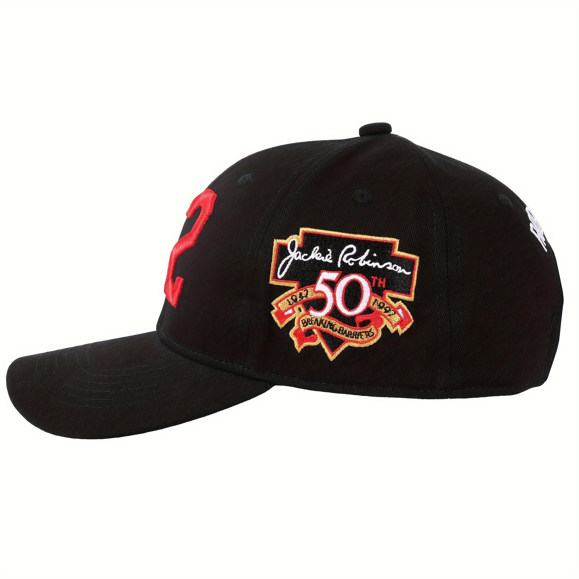 50th Patch #42 Robinson Baseball Day Men's Baseball Cap Blue Black Adjustable Curved Brim Outdoor Sport Hat Dad Cap Snapback Fitted 100% Polyester 3D Embroidery