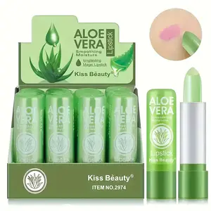 12pcs Aloe Vera Tinted Lip Balm, Thermochromic Jelly Lipstick, Replenishing Matte Finish, Hydrating Lip Care, Plant-Based Squalane, Berry Toned, for All Skin Types, Adult Age Range
