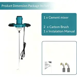 Heavy Duty Electric Cement Mixer, 6-Speed Adjustable Handheld Plaster Mixer with Stirring Paddle, Portable Paint Mortar Mixer for Construction, Home Improvement, DIY Projects