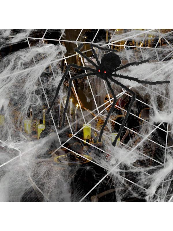 50" Giant Voice Control Toy - Realistic Hairy - Halloween Set With 12ft Web,Halloween Spiders Decorations 20 Pc Scary Fake For Halloween Decorations - Indoor And Outdoor