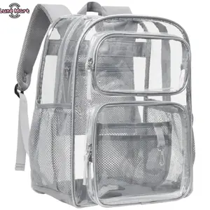 Clear Backpack for School - 17 inch Large Heavy Duty Bookbag, Reinforced See Through PVC Transparent Backpack
