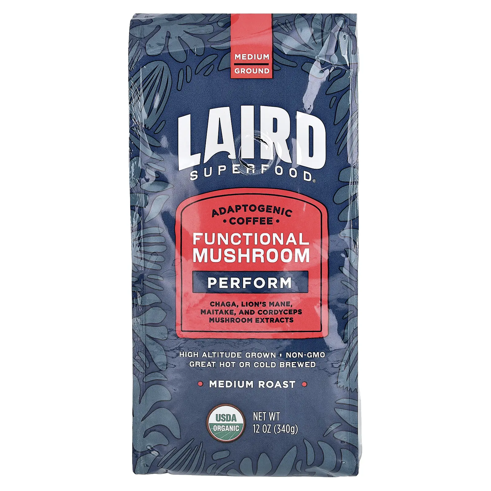 Laird Superfood Functional Mushroom Coffee, Perform, Ground, Medium Roast, 12 oz (340 g)