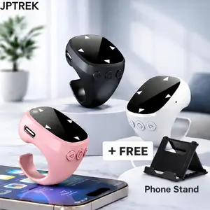 JPTREK TikTok Wireless Remote Control for Phone, Scroll Ring for Reading, Photo & Video Shutter, Compatible with iOS & Android, FREE Phone Stand Included