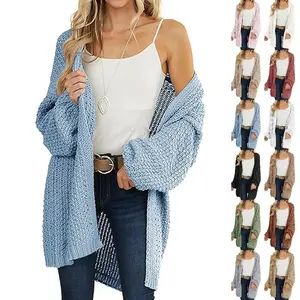 Goranbon Womens Long Sleeve Open Front Sweaters Plus Size Casual Kimono Lightweight Soft Knit Cardigan Outerwear