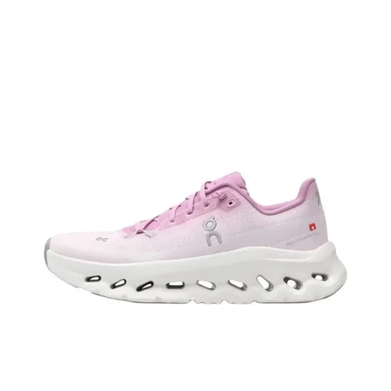 Unisex Light Purple Gradient Fly Knit Running Sneakers, Hollow Wave Thick Cushion Shock Absorb Athletic Shoes, Breathable Lightweight Lace Up Trainers For Jogging Gym Daily Walking Commute Men Women