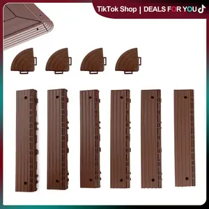 30Pieces Straight Edge Trim And 4 Corners For Interlocking Deck Tiles, Easy interlock Waterproof Fireproof UV Resistant