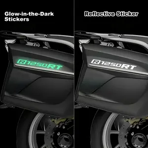 2PCS/SET Eye-Catching Motorcycle Dual-Effect Safety-Style Logo Sticker For Motorcycle Bodies, Riding Gear, Personality Backpacks Glow-in-the-Dark + Reflective R1250RT Decor Fill With Rider Passionate Safe Vibe Easily Grasp Motorcycle Trend Style