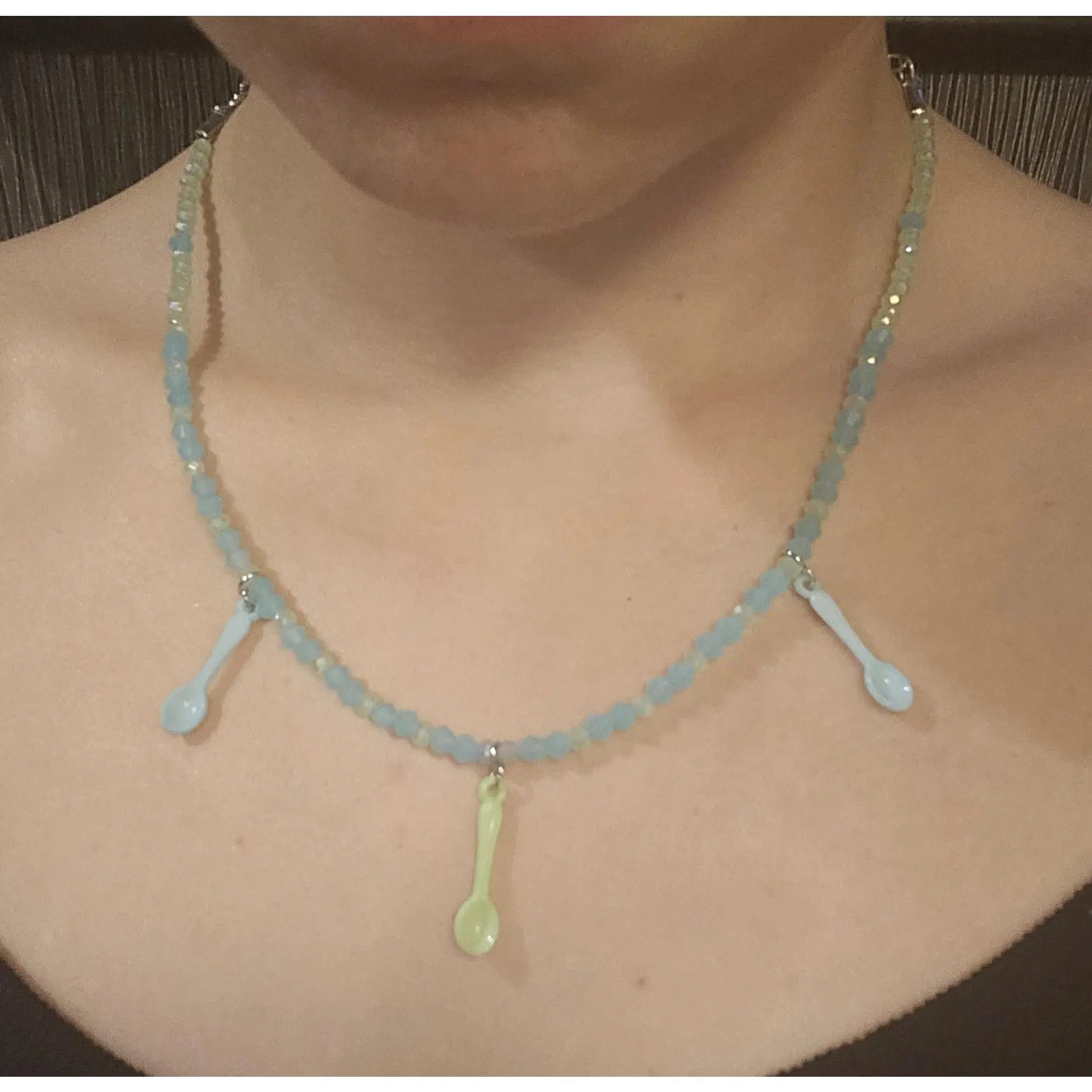 8" Green/Blue Spare Spoons necklace